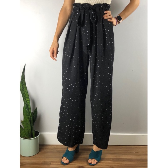 hume Pants - Wide Leg Paper bag Pants with Polka Dots